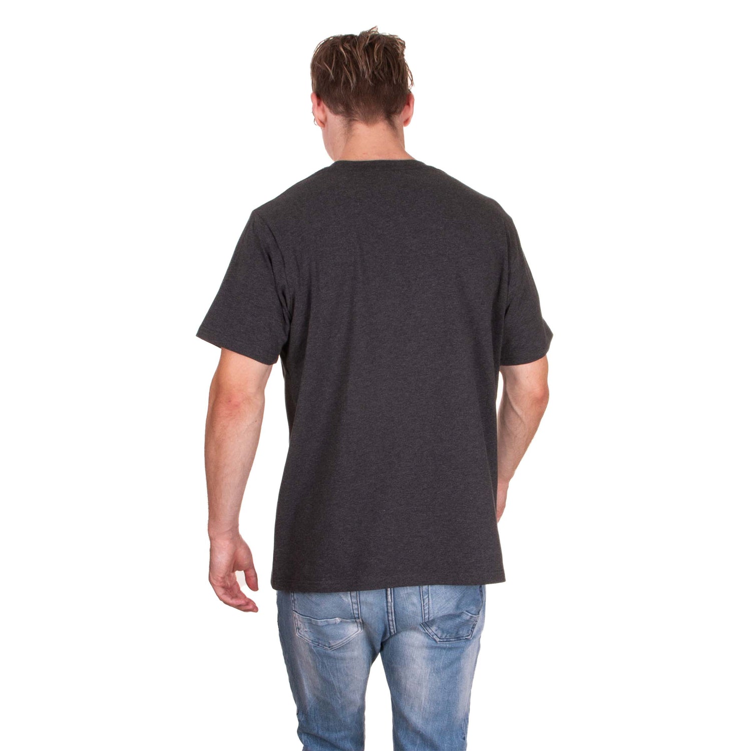 back of man wearing grey social citizen shirt