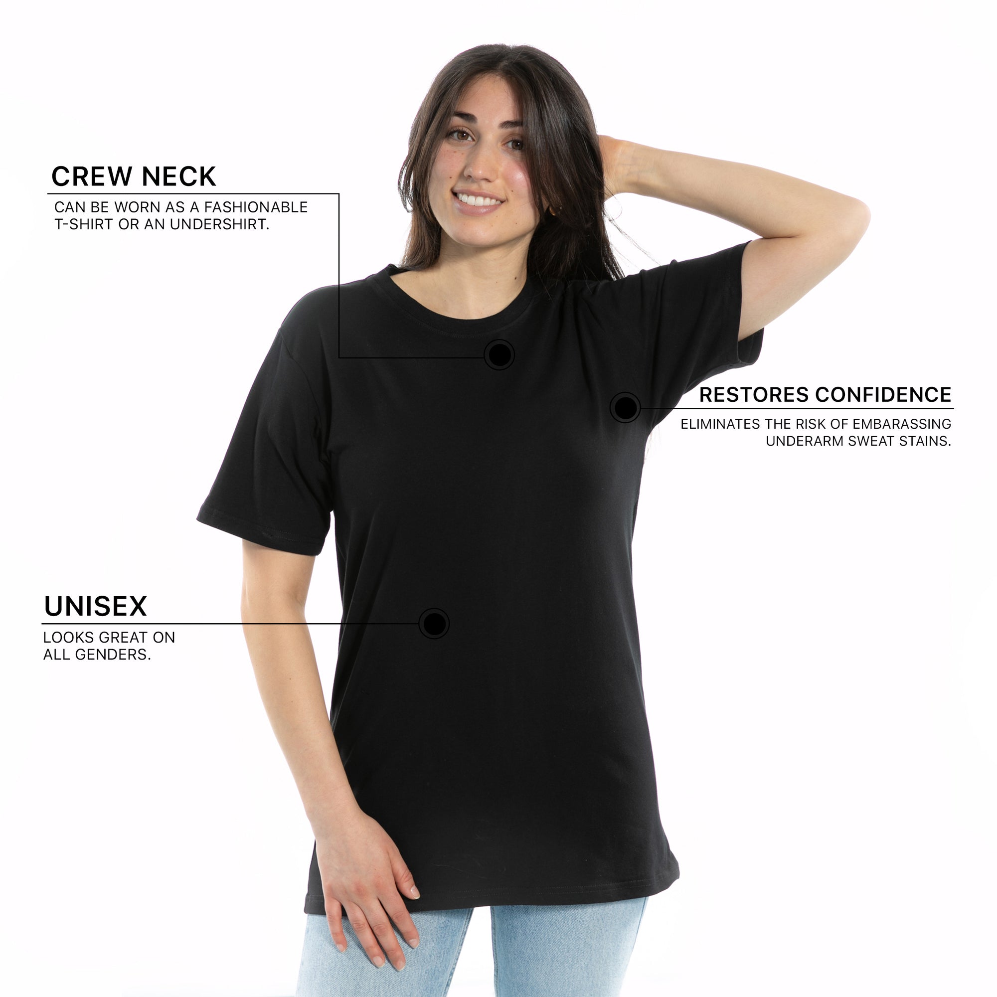 Sweat Proof Crewneck T-Shirt for Women