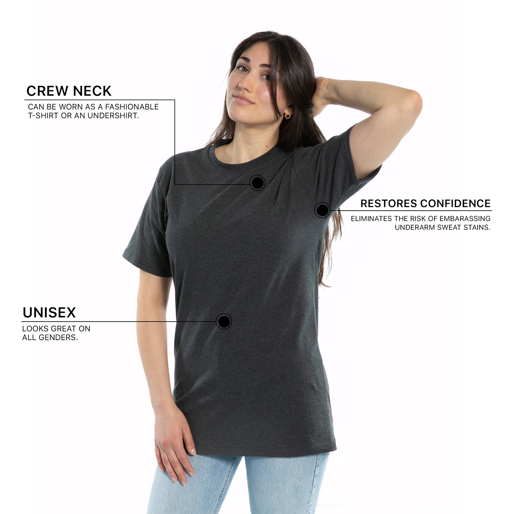Sweat Proof Crewneck T-Shirt for Women (3-Pack)