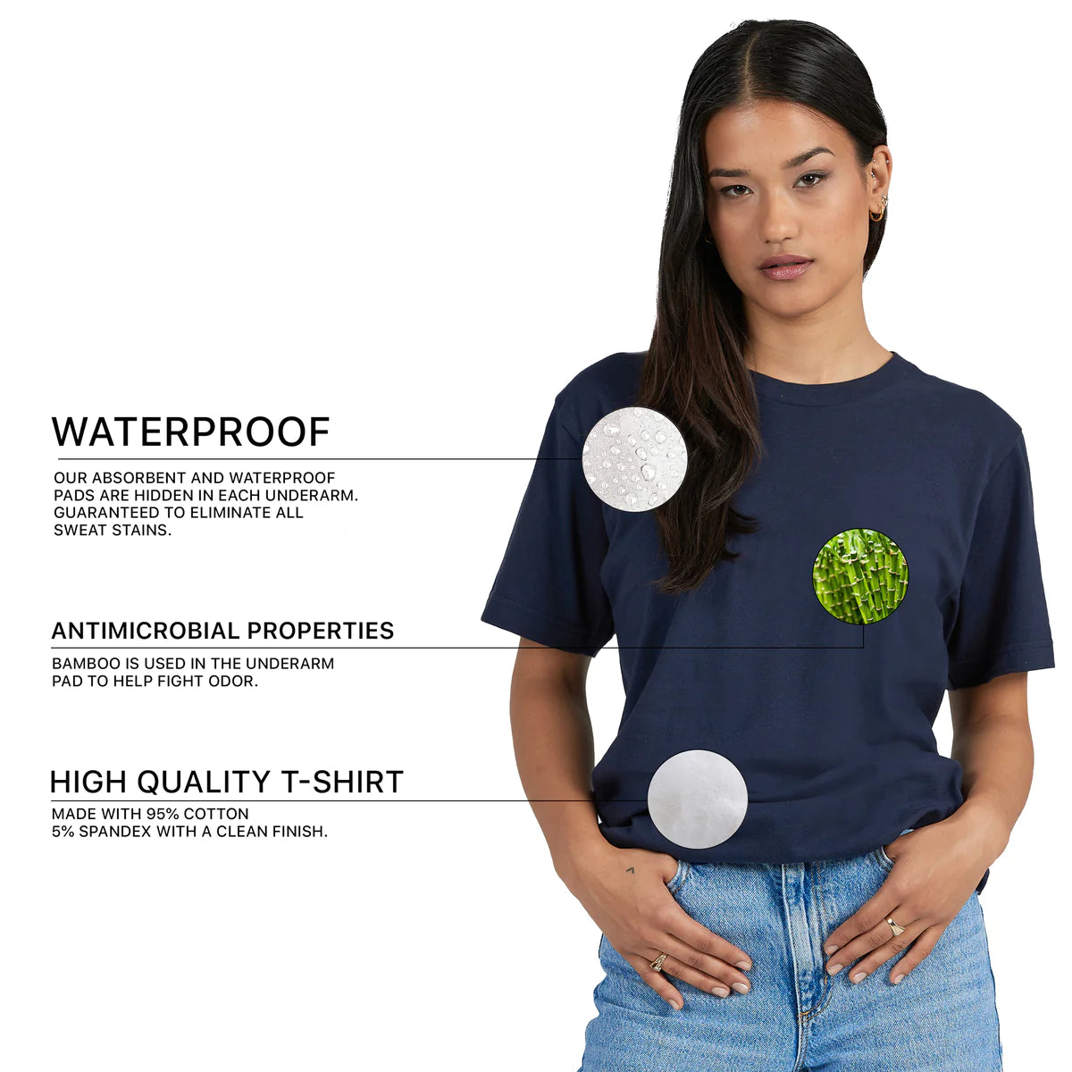 Sweat Proof Crewneck T-Shirt for Women