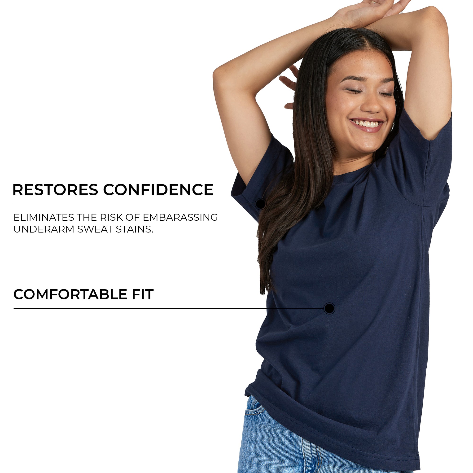 Sweat Proof Crewneck T-Shirt for Women