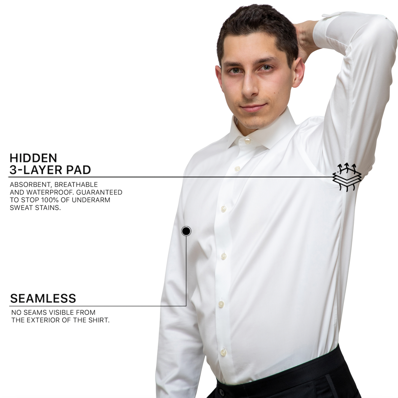 Sweat Proof Dress Shirt for Men