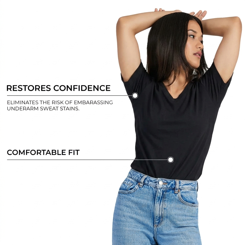 Sweat Proof V-Neck T-Shirt for Women