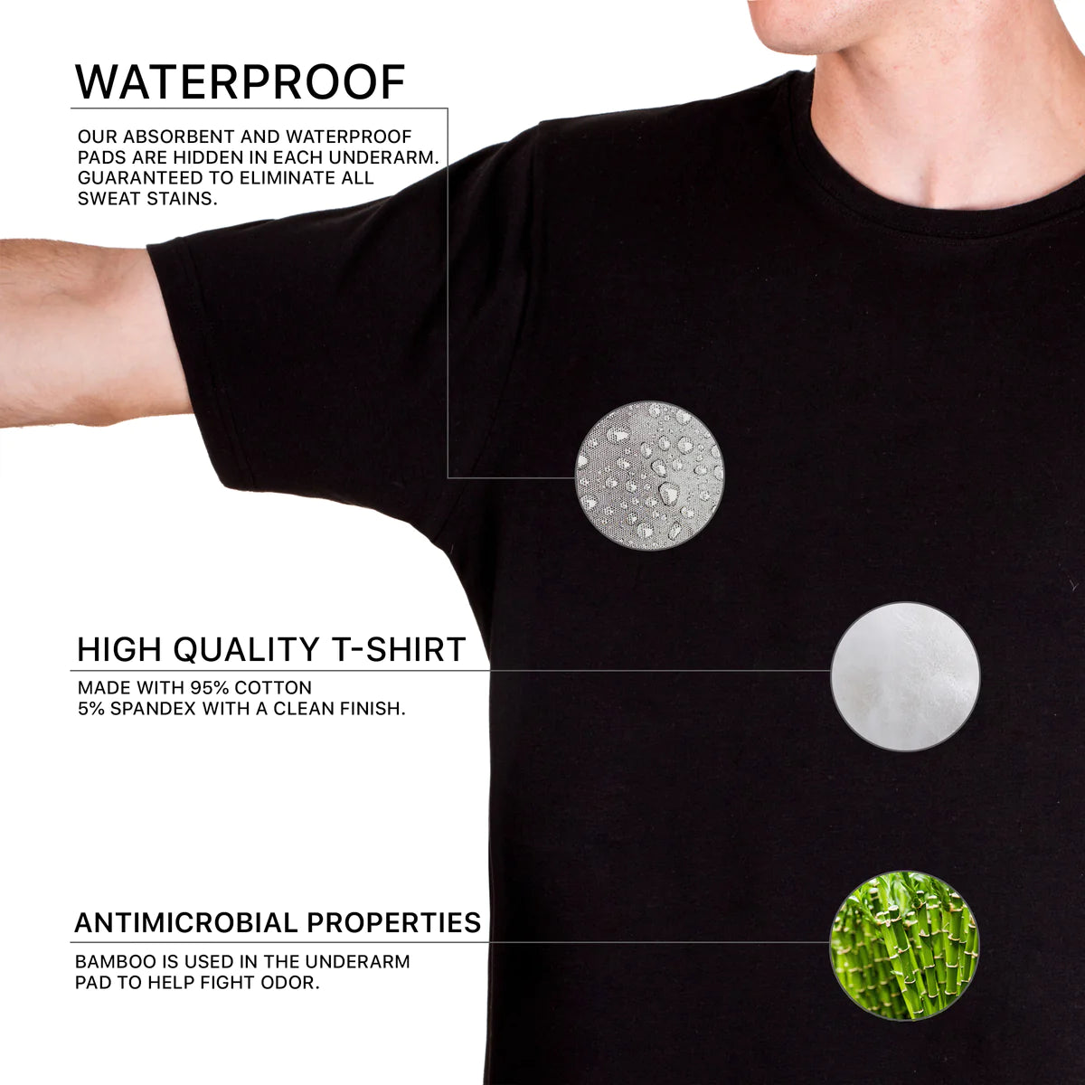 Sweat Proof T-Shirt - Black - Men's Sweat Proof Crewneck | Social Citizen XXL - Black