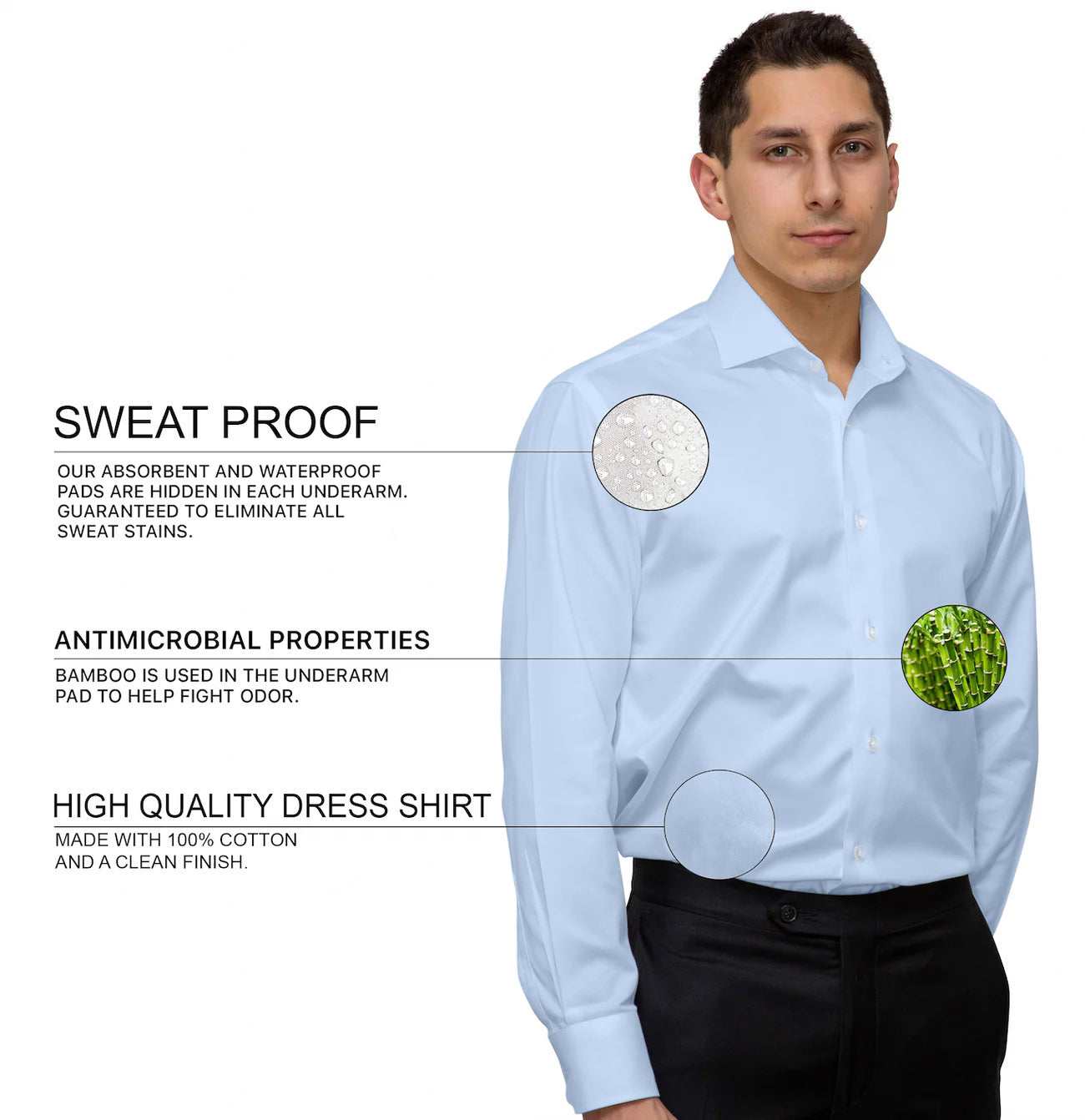 Sweat Proof Dress Shirt for Men