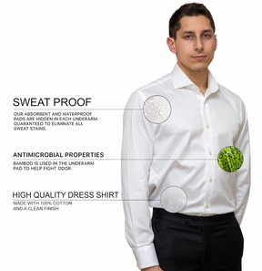 White - Sweat Proof Dress Shirt for Men White - Sweat Proof Dress Shirt for Men