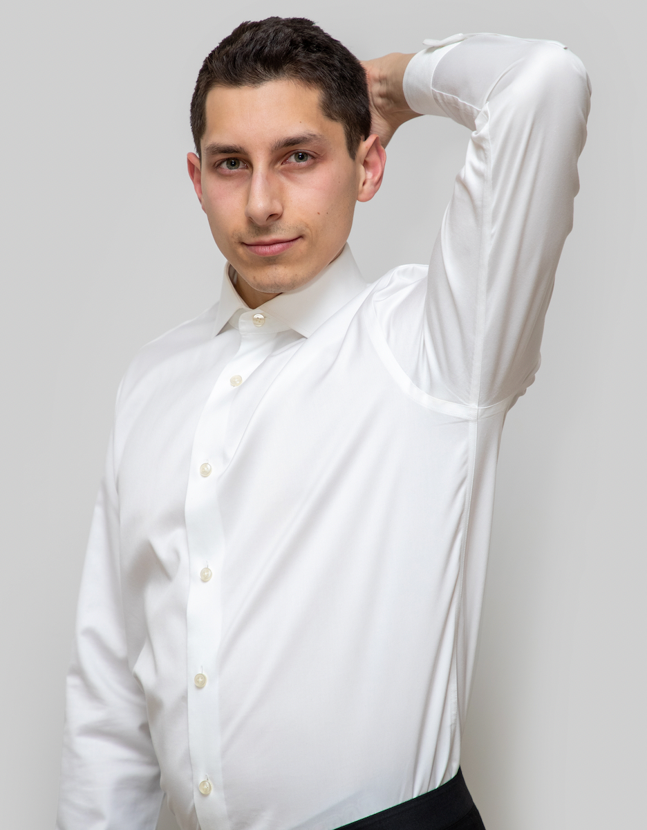 sweat proof dress shirts Stafford Repel Advanced Performance Men's Regular Fit Stretch Fabric Wrinkle Free Long Sleeve Shirt, 14-14.5 32-33, White Cotton / COOLMAX TM / Spandex Brushed Nickel Collar Stays When the hustle brings the heat Sweat Proof Polo Shirt M
